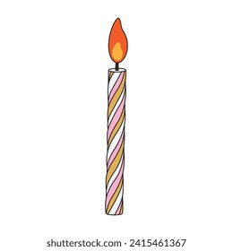 kids drawing Vector illustration birthday candle flat cartoon isolated