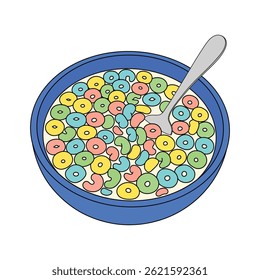 kids drawing Vector illustration a bowl of cereal flat cartoon isolated