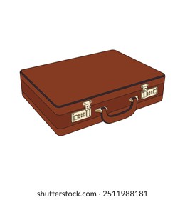 kids drawing Vector illustration briefcase flat cartoon isolated