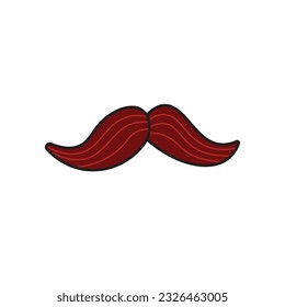 kids drawing Vector illustration brown Mustache flat cartoon isolated