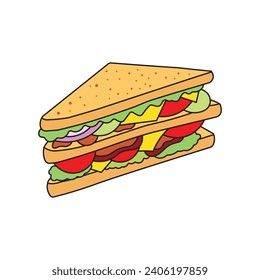 Kids drawing Vector illustration cartoon sandwich icon Isolated on White