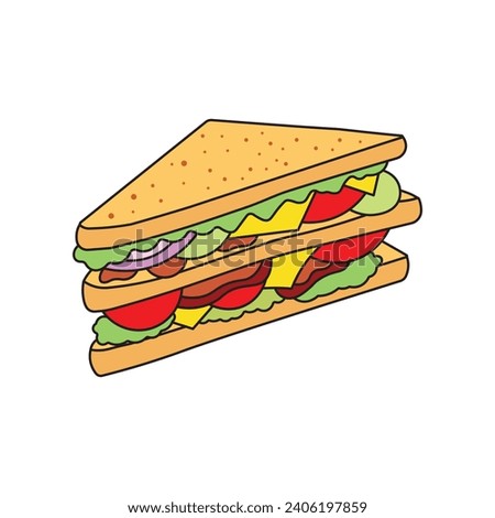 Kids drawing Vector illustration cartoon sandwich icon Isolated on White