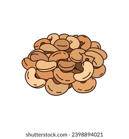 Kids drawing vector Illustration cashewsh in a cartoon style Isolated on White Background