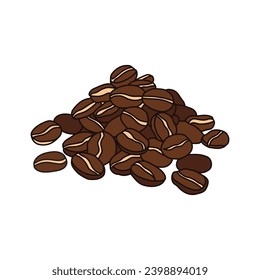 Kids drawing vector Illustration coffee beans in a cartoon style Isolated on White Background