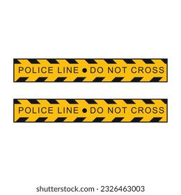 kids drawing Vector illustration Crime scene yellow tape, police line Do Not Cross tape flat cartoon isolated