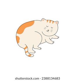 kids drawing Vector illustration cute fat cat sleeping icon in doodle style