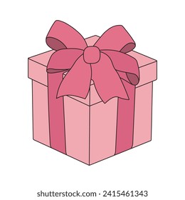 kids drawing Vector illustration cute gift box flat cartoon isolated