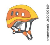 kids drawing vector illustration design climbing helmet cartoon isolated