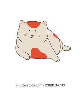 kids drawing Vector illustration fat cat lying on the floor icon in doodle style