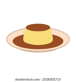 kids drawing Vector illustration flan dessert flat cartoon isolated