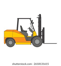 kids drawing Vector illustration forklift flat cartoon isolated