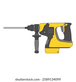 kids drawing vector illustration hammer drill cartoon isolated