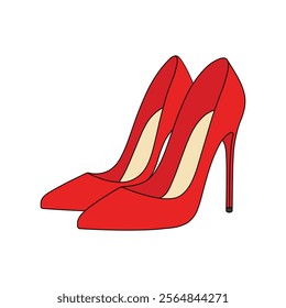 kids drawing vector illustration high heels shoes cartoon isolated