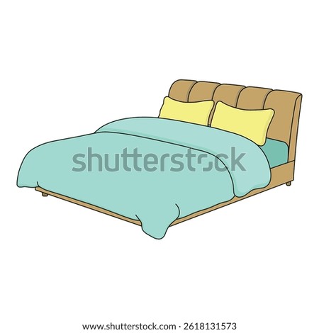 kids drawing Vector illustration large minimalist bed flat cartoon isolated