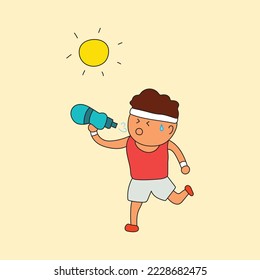 kids drawing Vector illustration of man jogging in summer while drinking