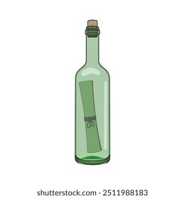 Mensaje de Ilustración vectorial del dibujo de los niños dentro de una historieta plana de la botella aislada