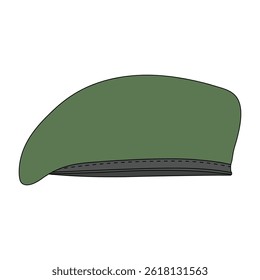 kids drawing Vector illustration military beret flat cartoon isolated
