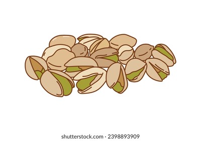 Kids drawing vector Illustration pistachios in a cartoon style Isolated on White Background