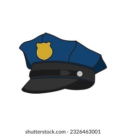 kids drawing Vector illustration Policeman hat. Law officer cap flat cartoon isolated