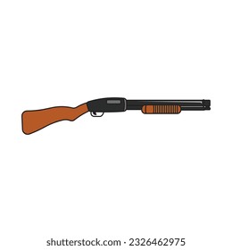 kids drawing Vector illustration pump action Shotgun flat cartoon isolated