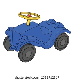 kids drawing vector illustration ride on toy car cartoon isolated