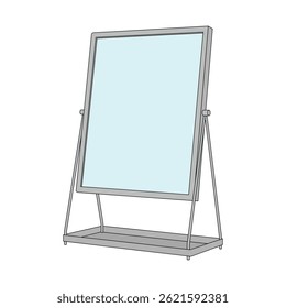 kids drawing Vector illustration standing table mirror flat cartoon isolated