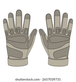 Niños que dibujan la historieta de los guantes tácticos de la Ilustración vectorial aislada
