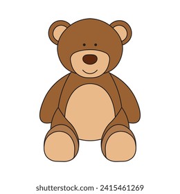 kids drawing Vector illustration teddy bear flat cartoon isolated