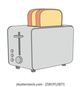 kids drawing vector illustration toaster with bread cartoon isolated