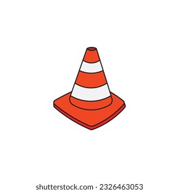 kids drawing Vector illustration Traffic cone flat cartoon isolated