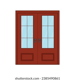 Kids drawing Vector illustration twelve tile double door Isolated on White Background
