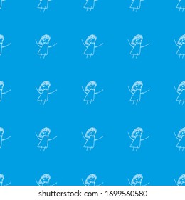 Kid's drawing. Vector pattern. Mom pattern. Cartoon character. School girl. Smiling girl. It's a girl. Holiday card. Fabric kids pattern. Cute baby design. Happy childhood.