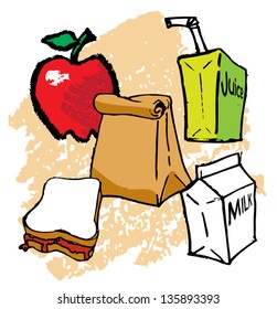 Kids drawings of School Lunch items