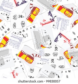 Kids drawings seamless pattern