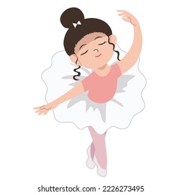 Kids' dream job a cute ballerina on white background for kids fashion artworks, children books, birthday invitations, greeting cards, posters. Fantasy cartoon vector illustration.