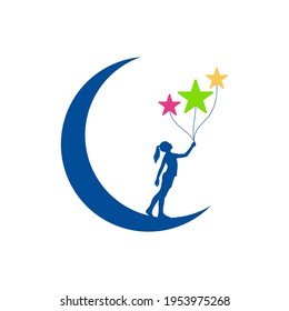 Kids Dream logo design vector illustration, Creative Dream kids logo design concept template, symbols icons