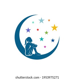 Kids Dream logo design vector illustration, Creative Dream kids logo design concept template, symbols icons
