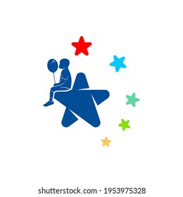 Kids Dream logo design vector illustration, Creative Dream kids logo design concept template, symbols icons