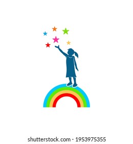 Kids Dream logo design vector illustration, Creative Dream kids logo design concept template, symbols icons