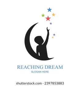 Kids dream logo with simple style, children icon illustration
