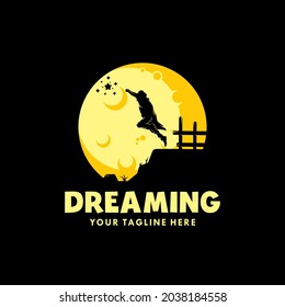 kids dream in the moon logo design