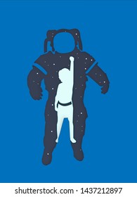 Kids dream of wanting to be an astronaut, designing styles, cute paper images, vector cards, illustrations.