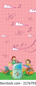 kids dreams vertical illustrations school student cartoon school gate learning