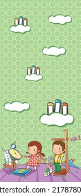 kids dreams vertical illustrations school student cartoon school gate learning