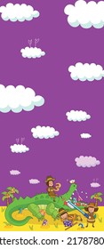 kids dreams vertical illustrations school student cartoon school gate learning