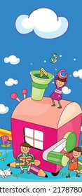 kids dreams vertical illustrations school student cartoon school gate learning