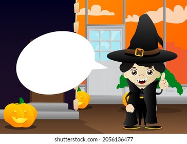 Kids dressed for Halloween making a point. Vector cartoon character illustration of kids ready to Trick or Treat.