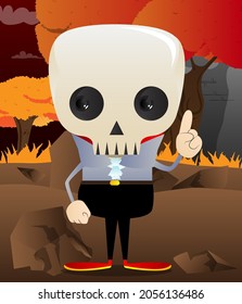 Kids dressed for Halloween making a point. Vector cartoon character illustration of kids ready to Trick or Treat.