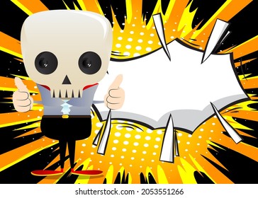 Kids dressed for Halloween making thumbs up sign with two hands. Vector cartoon character illustration of kids ready to Trick or Treat.