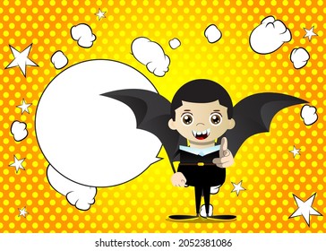 Kids dressed for Halloween pointing at the viewer with his hand. Vector cartoon character illustration of kids ready to Trick or Treat.